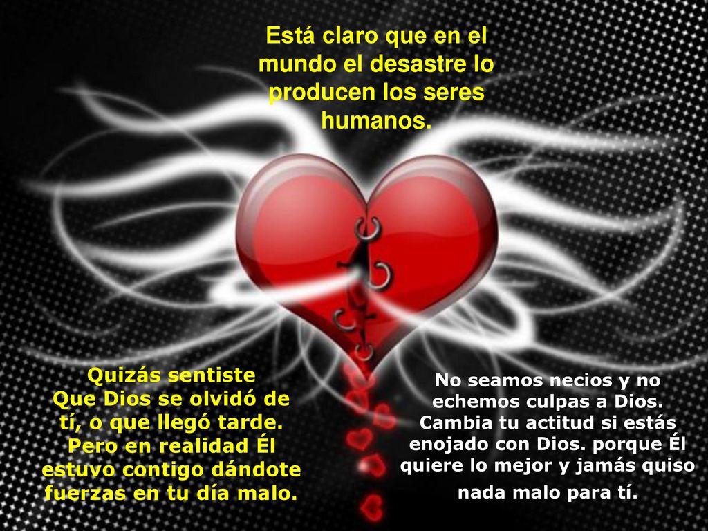 Está claro que en el mundo el desastre lo producen los seres humanos.