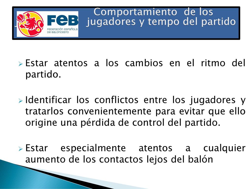 Comportamiento de los jugadoresjjjj jugadores y tempo del partido