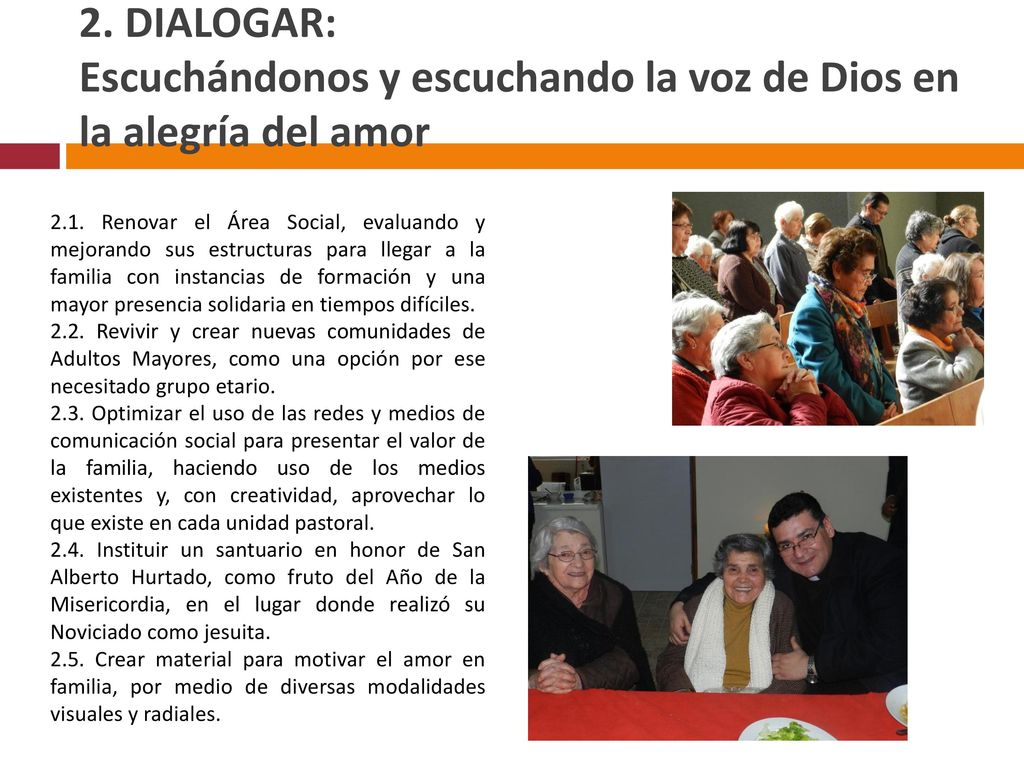 2. DIALOGAR: Escuchándonos y escuchando la voz de Dios en la alegría del amor