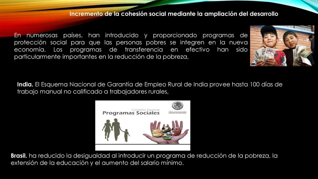 Incremento de la cohesión social mediante la ampliación del desarrollo