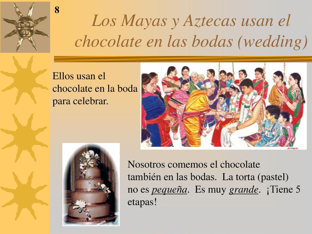 Los Mayas y Aztecas usan el chocolate en las bodas (wedding)