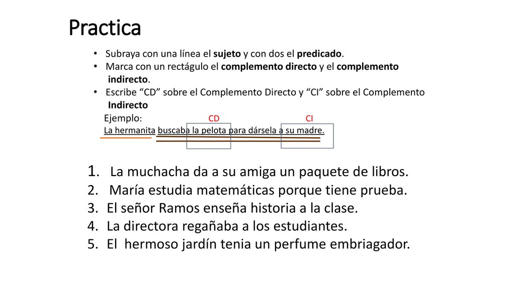 Practica 1. La muchacha da a su amiga un paquete de libros.