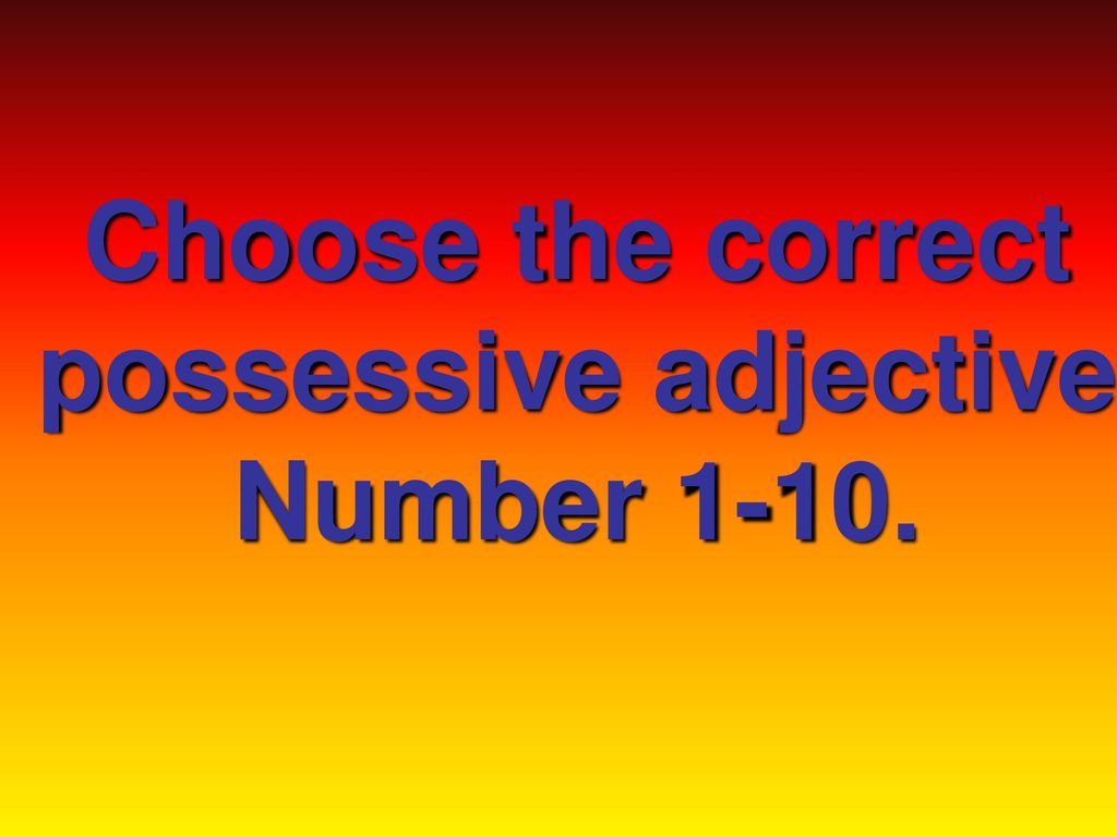 Choose the correct possessive adjective Number 1-10.