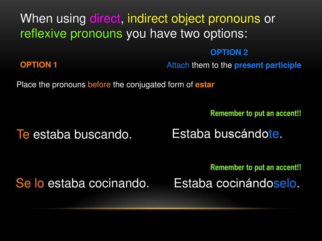 When using direct, indirect object pronouns or reflexive pronouns you have two options: