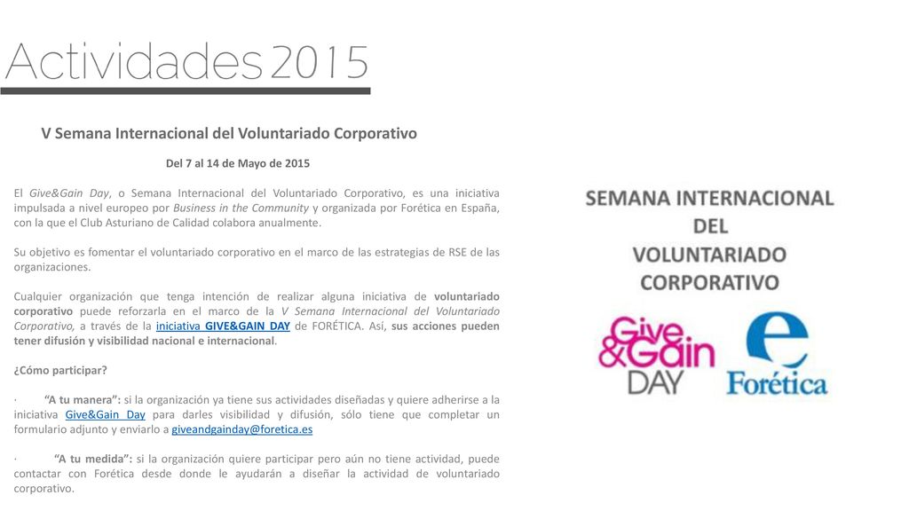 V Semana Internacional del Voluntariado Corporativo