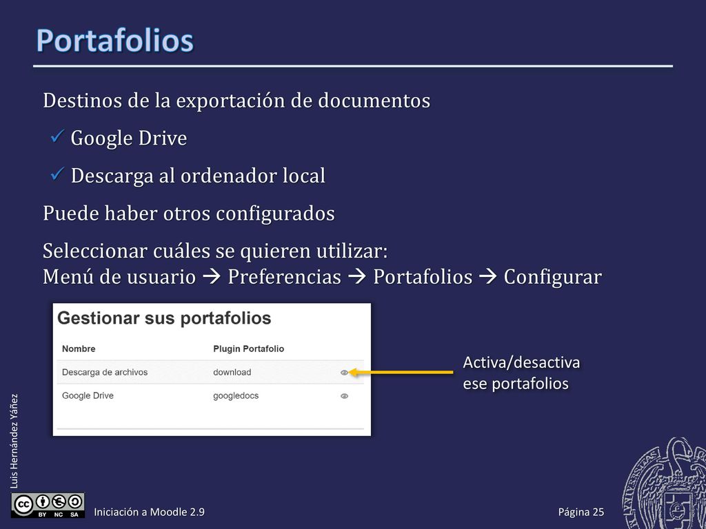 Portafolios Las entregas de las tareas y otros documentos se pueden exportar a un portafolios…
