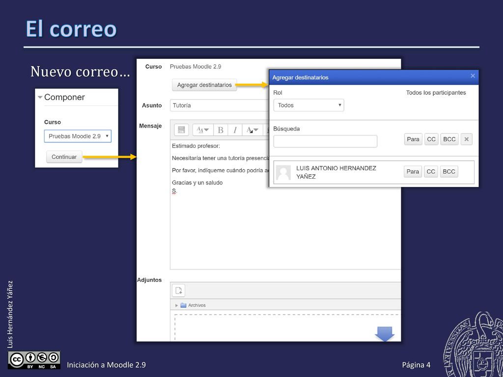 El correo Receptor… Iniciación a Moodle 2.9