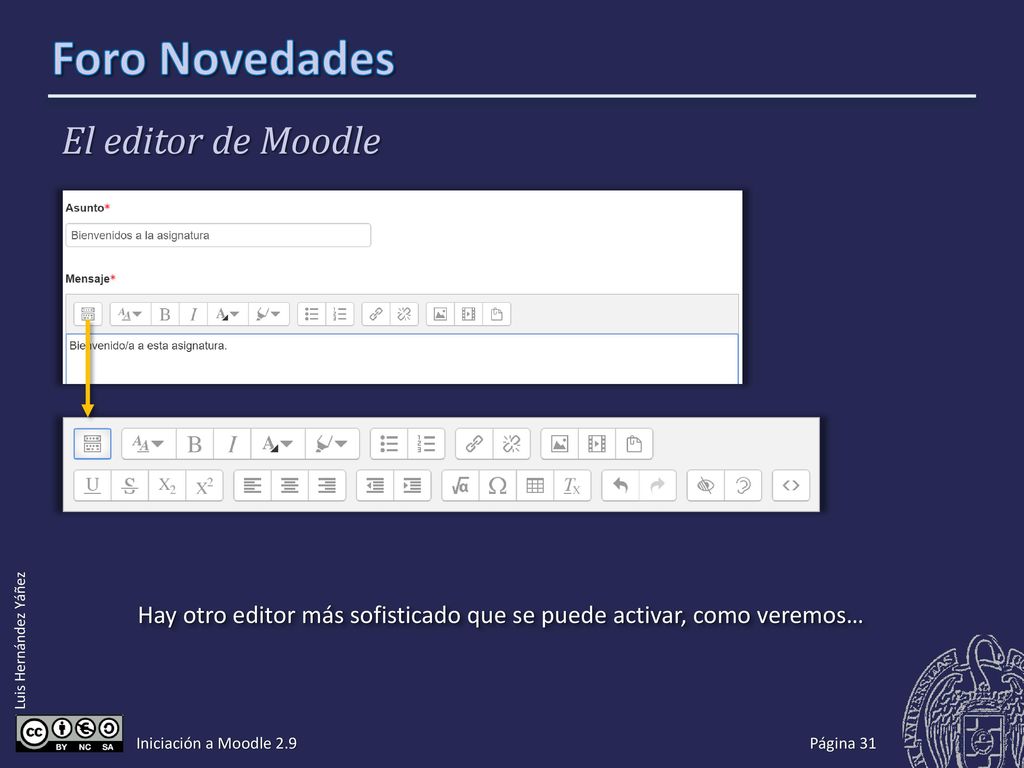 Foro Novedades El editor de ecuaciones Iniciación a Moodle 2.9