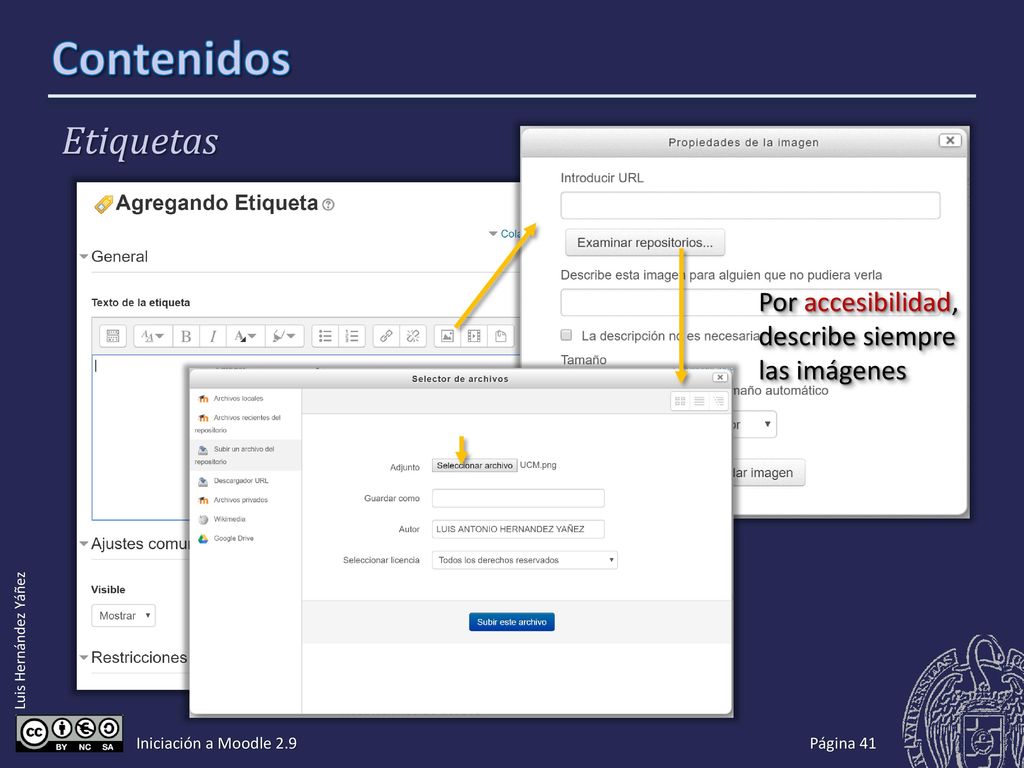 Contenidos Etiquetas Iniciación a Moodle 2.9