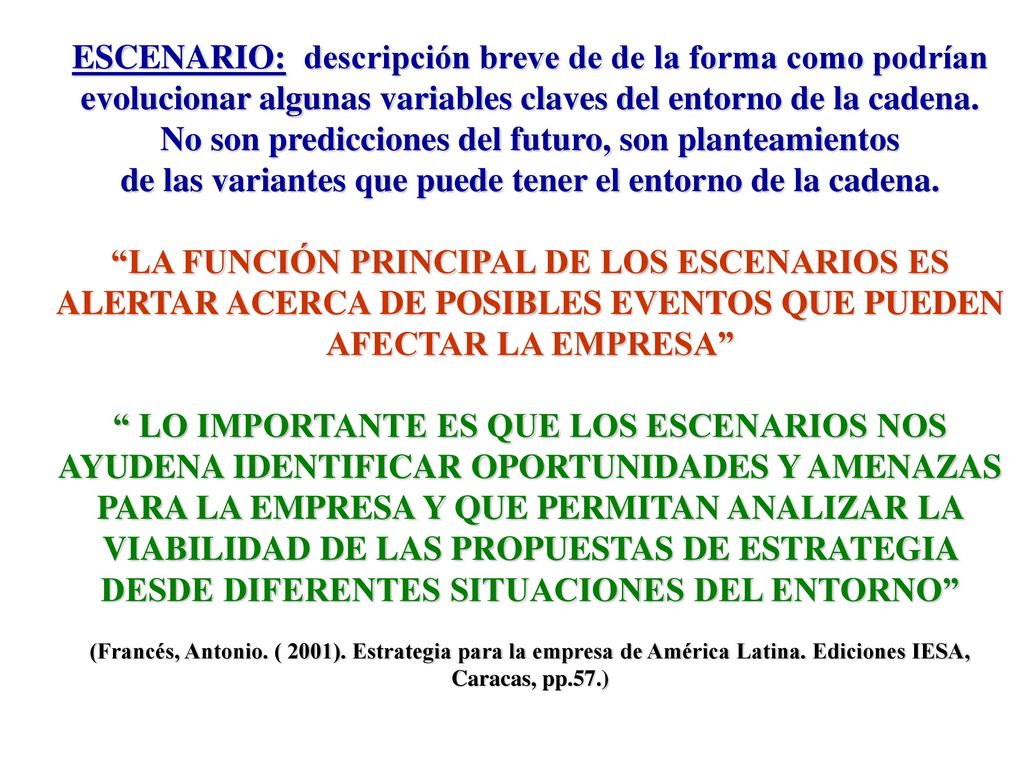 ESCENARIO: descripción breve de de la forma como podrían