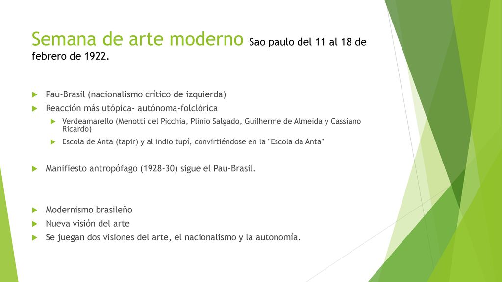 Semana de arte moderno Sao paulo del 11 al 18 de febrero de 1922.