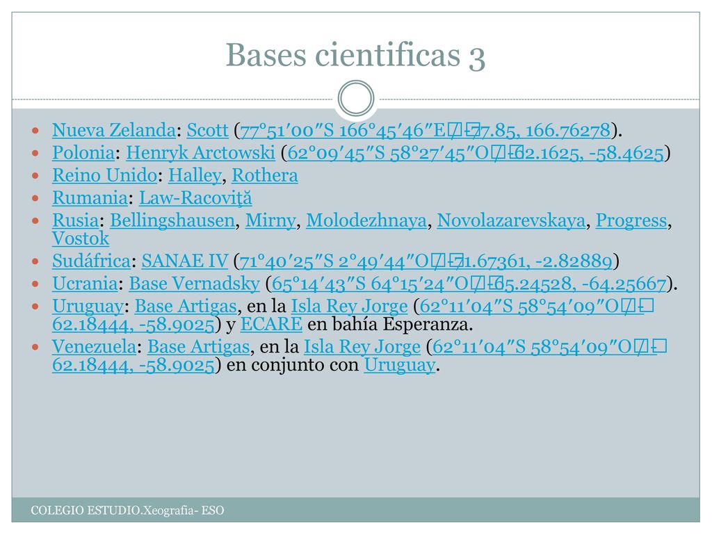 Bases cientificas 3 Nueva Zelanda: Scott (77°51′00″S 166°45′46″E﻿ / ﻿-77.85, ).