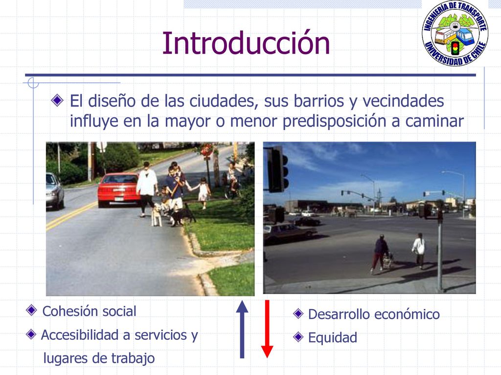 Introducción El diseño de las ciudades, sus barrios y vecindades influye en la mayor o menor predisposición a caminar.