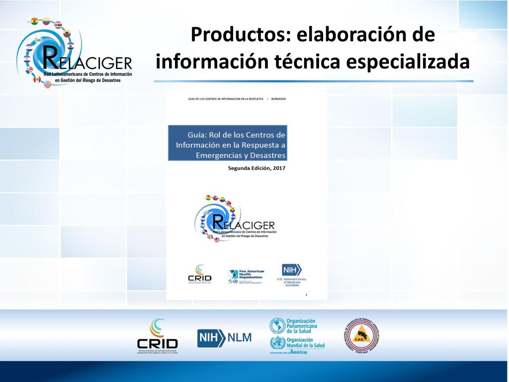 Productos: elaboración de información técnica especializada