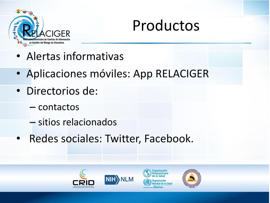 Productos Alertas informativas Aplicaciones móviles: App RELACIGER