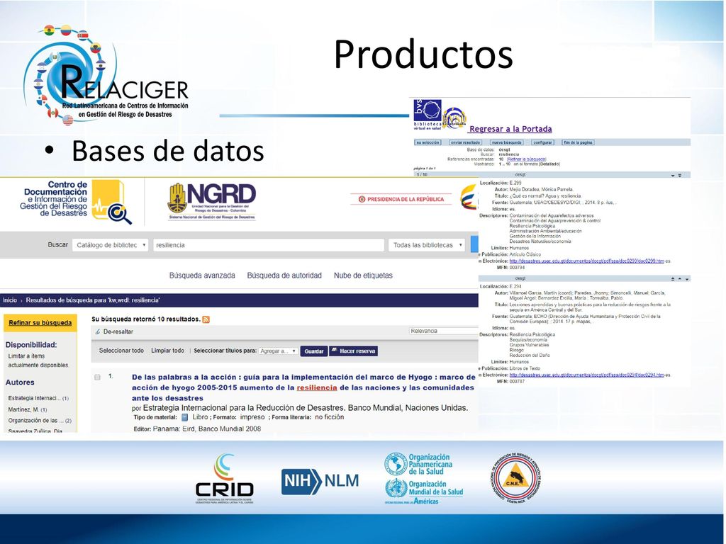 Productos Bases de datos