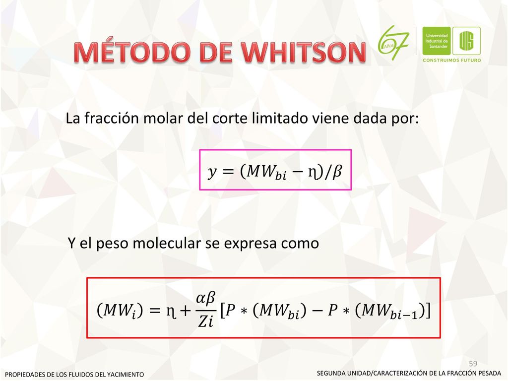 MÉTODO DE WHITSON La fracción molar del corte limitado viene dada por: