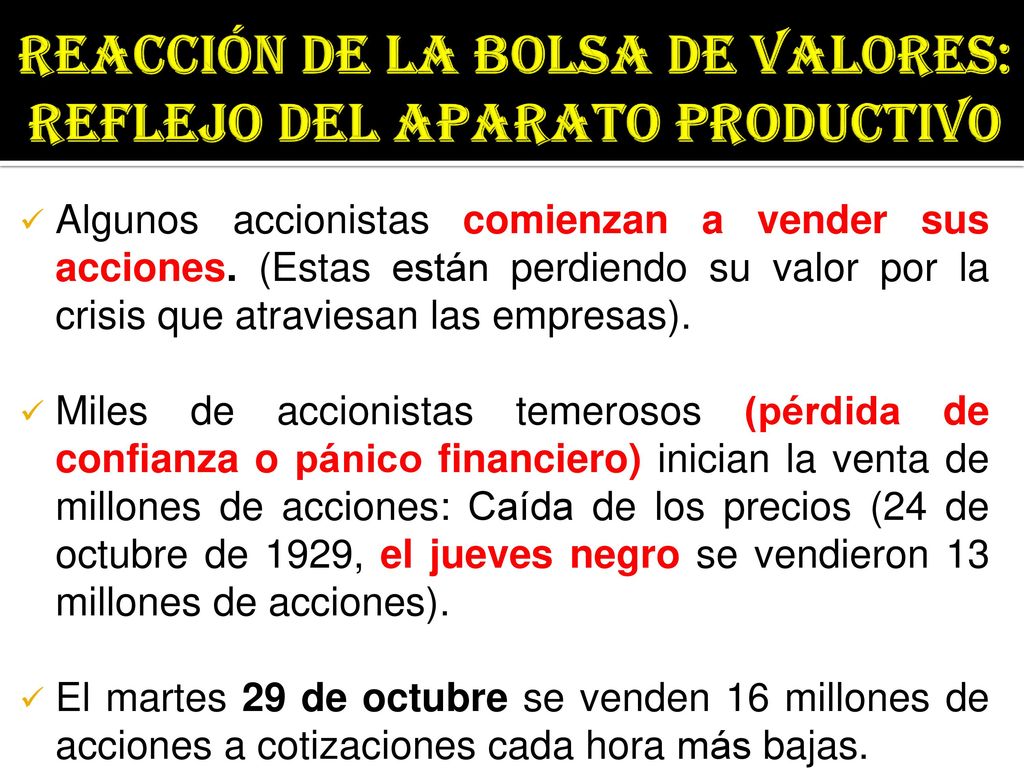 REACCIÓN DE LA BOLSA DE VALORES: REFLEJO DEL APARATO PRODUCTIVO