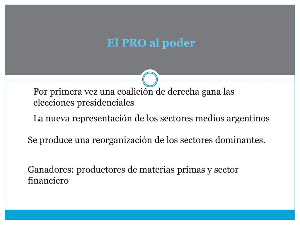 El PRO al poder Por primera vez una coalición de derecha gana las elecciones presidenciales.