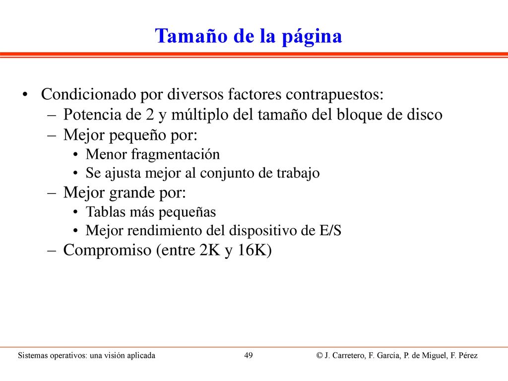 Gestión del S.O. S.O. mantiene una TP por cada proceso