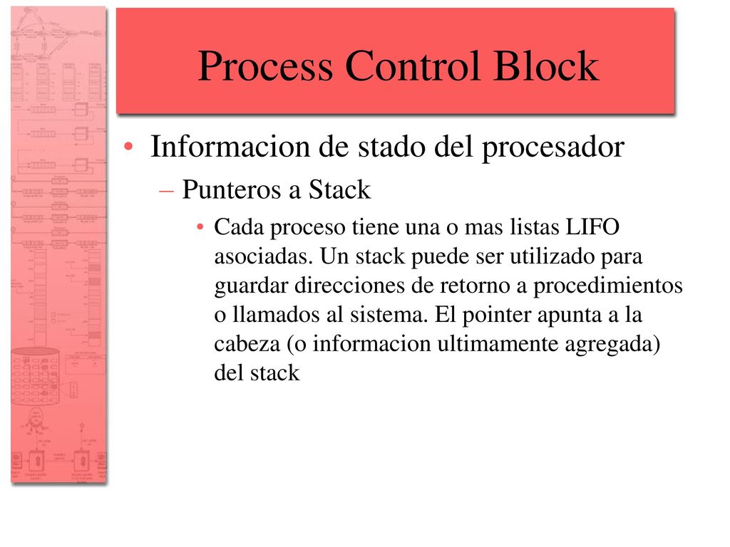 Process Control Block Informacion de stado del procesador