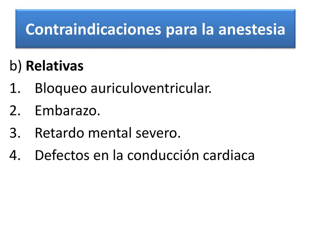 Contraindicaciones para la anestesia
