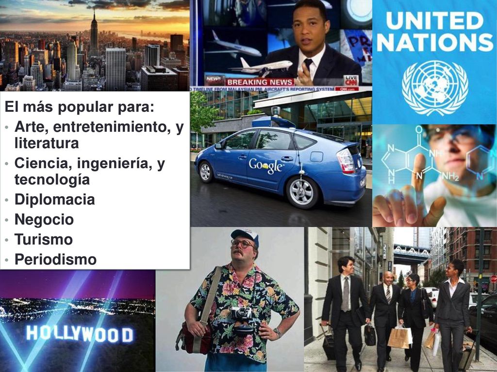 El más popular para: Arte, entretenimiento, y literatura. Ciencia, ingeniería, y tecnología. Diplomacia.