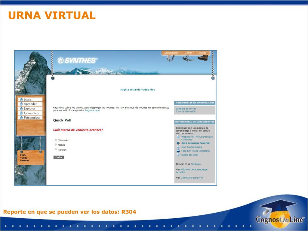 URNA VIRTUAL Reporte en que se pueden ver los datos: R304