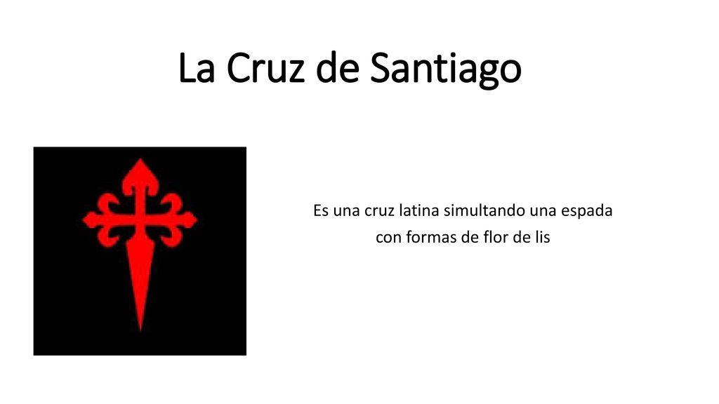 Es una cruz latina simultando una espada con formas de flor de lis