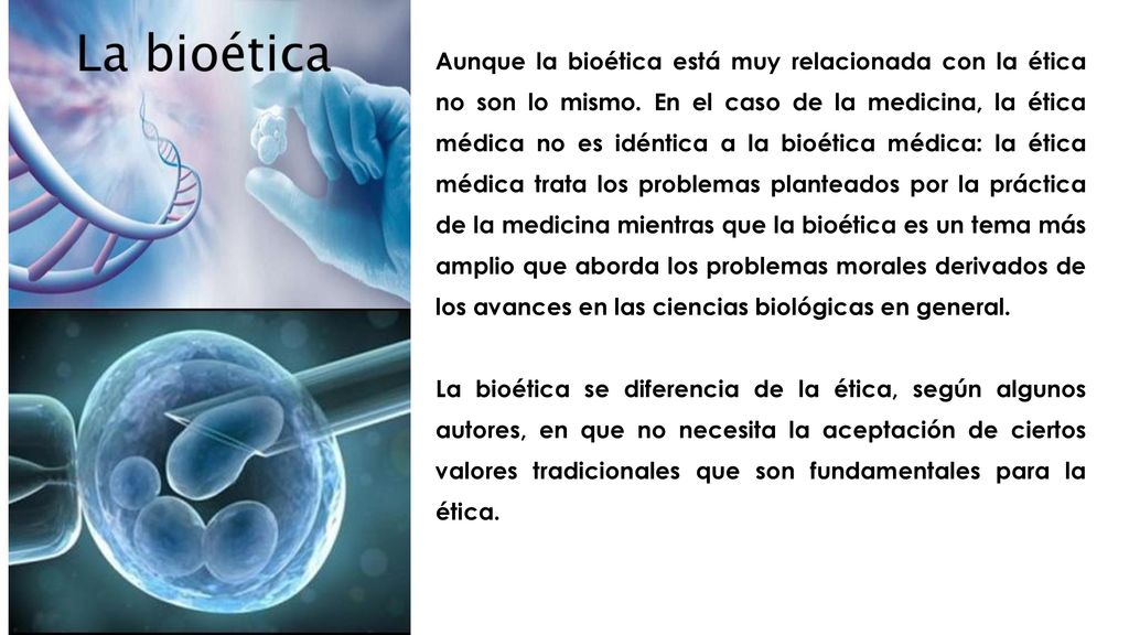 Aunque la bioética está muy relacionada con la ética no son lo mismo
