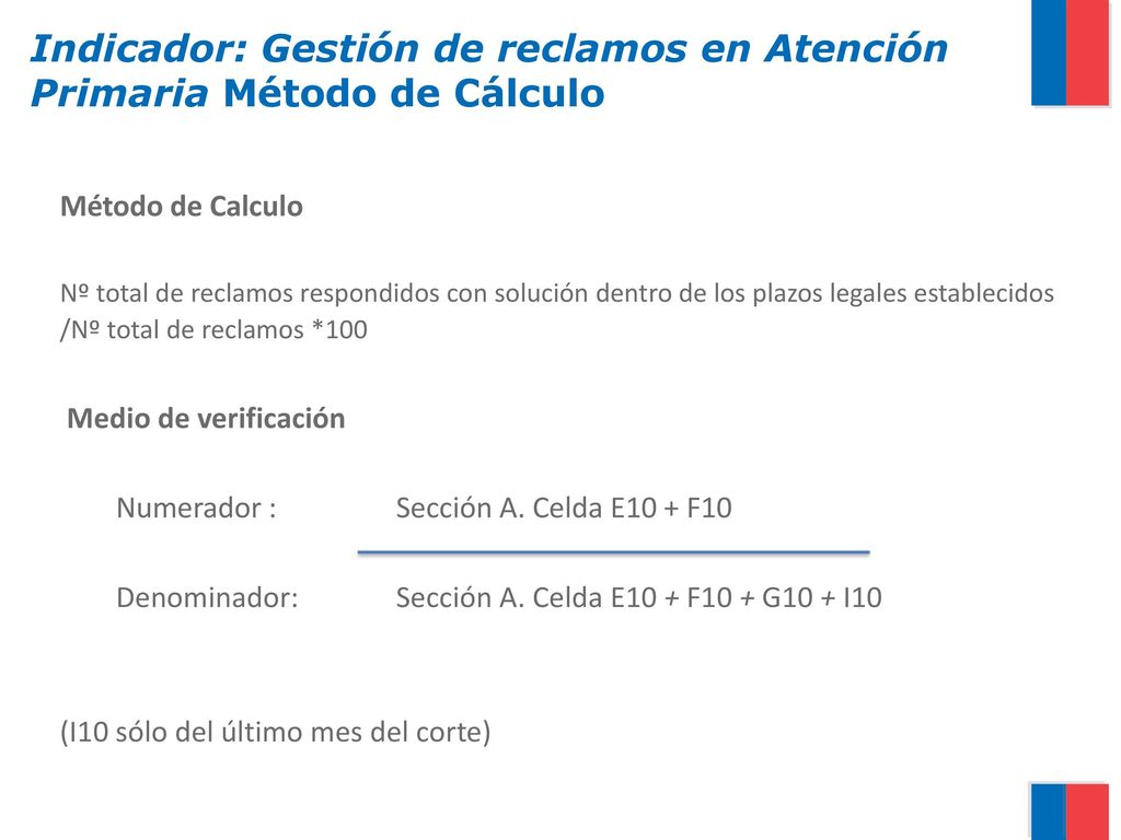 Indicador: Gestión de reclamos en Atención Primaria Método de Cálculo