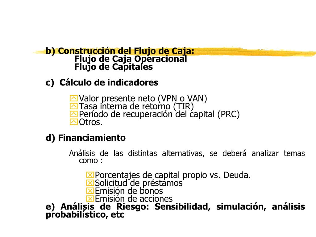 b) Construcción del Flujo de Caja: Flujo de Caja Operacional