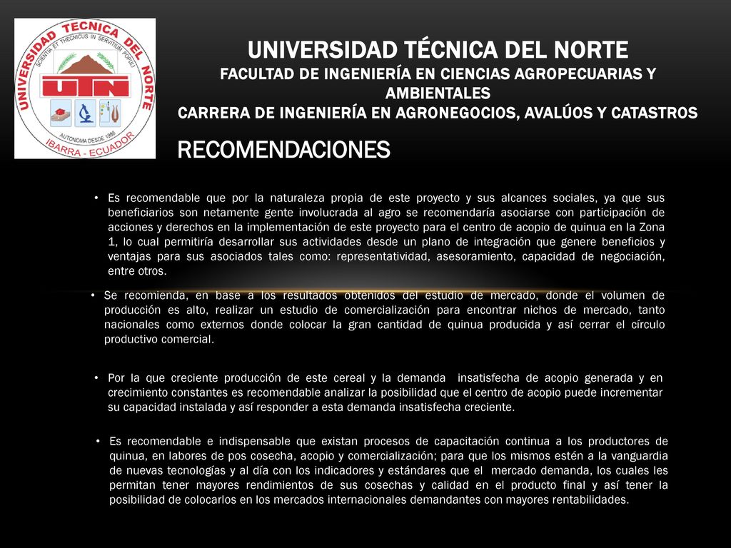 Universidad técnica del norte FACULTAD DE INGENIERÍA EN CIENCIAS AGROPECUARIAS Y AMBIENTALES CARRERA DE INGENIERÍA EN AGRONEGOCIOS, AVALÚOS Y CATASTROS