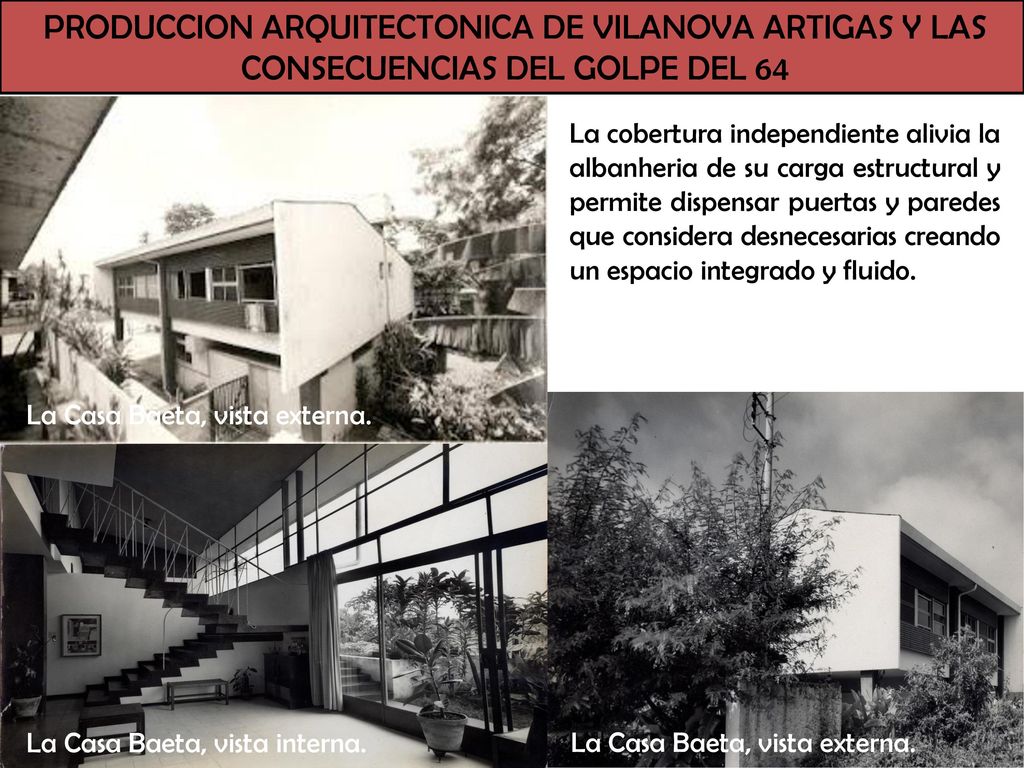 PRODUCCION ARQUITECTONICA DE VILANOVA ARTIGAS Y LAS CONSECUENCIAS DEL GOLPE DEL 64