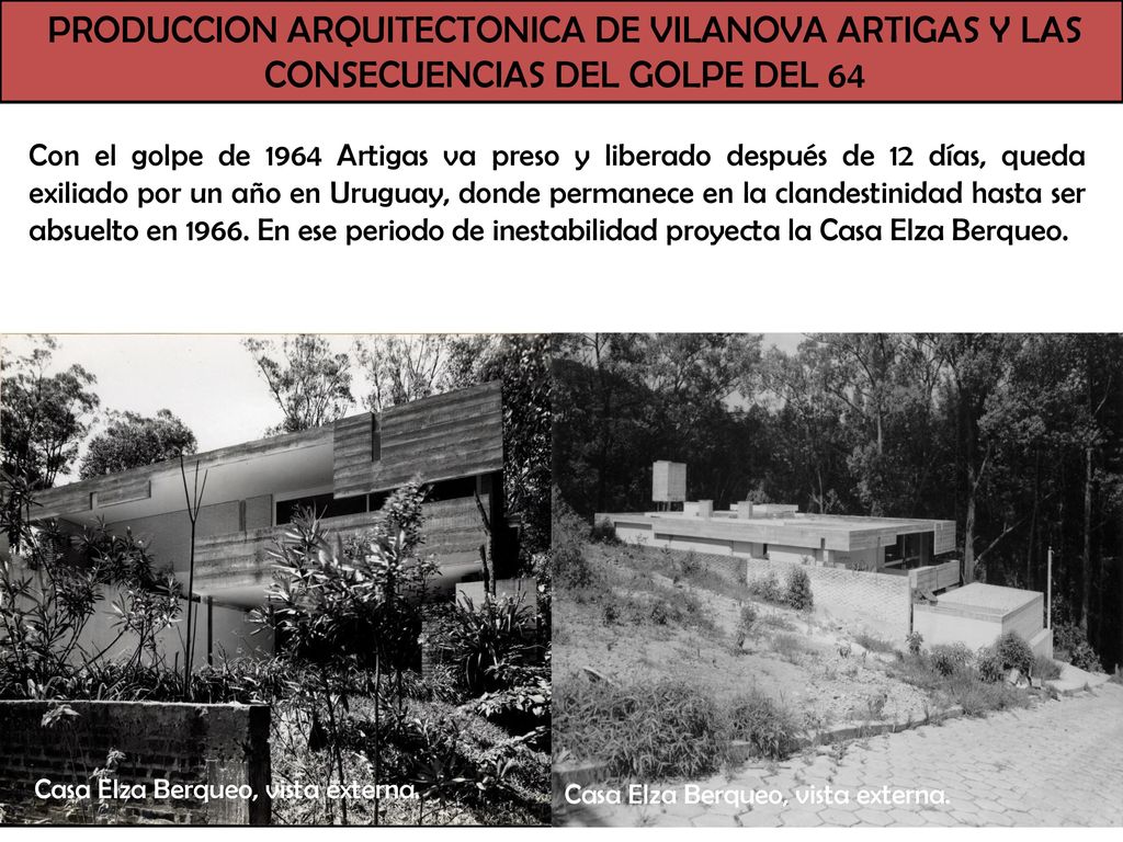 PRODUCCION ARQUITECTONICA DE VILANOVA ARTIGAS Y LAS CONSECUENCIAS DEL GOLPE DEL 64