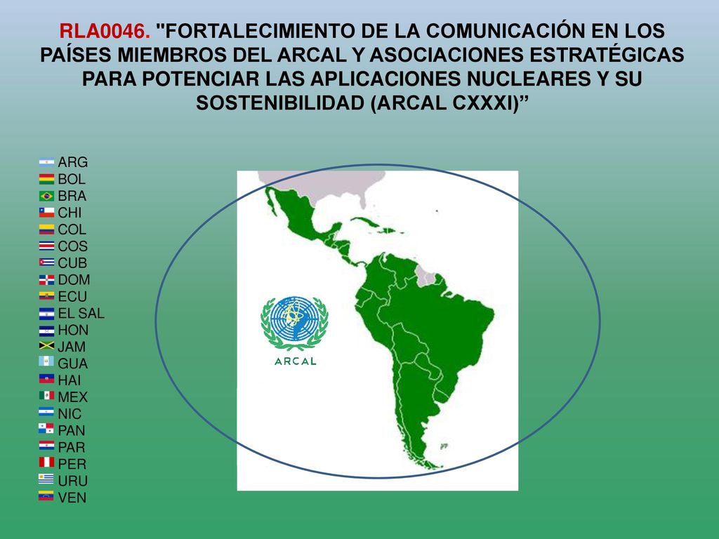 RLA0046. FORTALECIMIENTO DE LA COMUNICACIÓN EN LOS PAÍSES MIEMBROS DEL ARCAL Y ASOCIACIONES ESTRATÉGICAS PARA POTENCIAR LAS APLICACIONES NUCLEARES Y SU SOSTENIBILIDAD (ARCAL CXXXI)