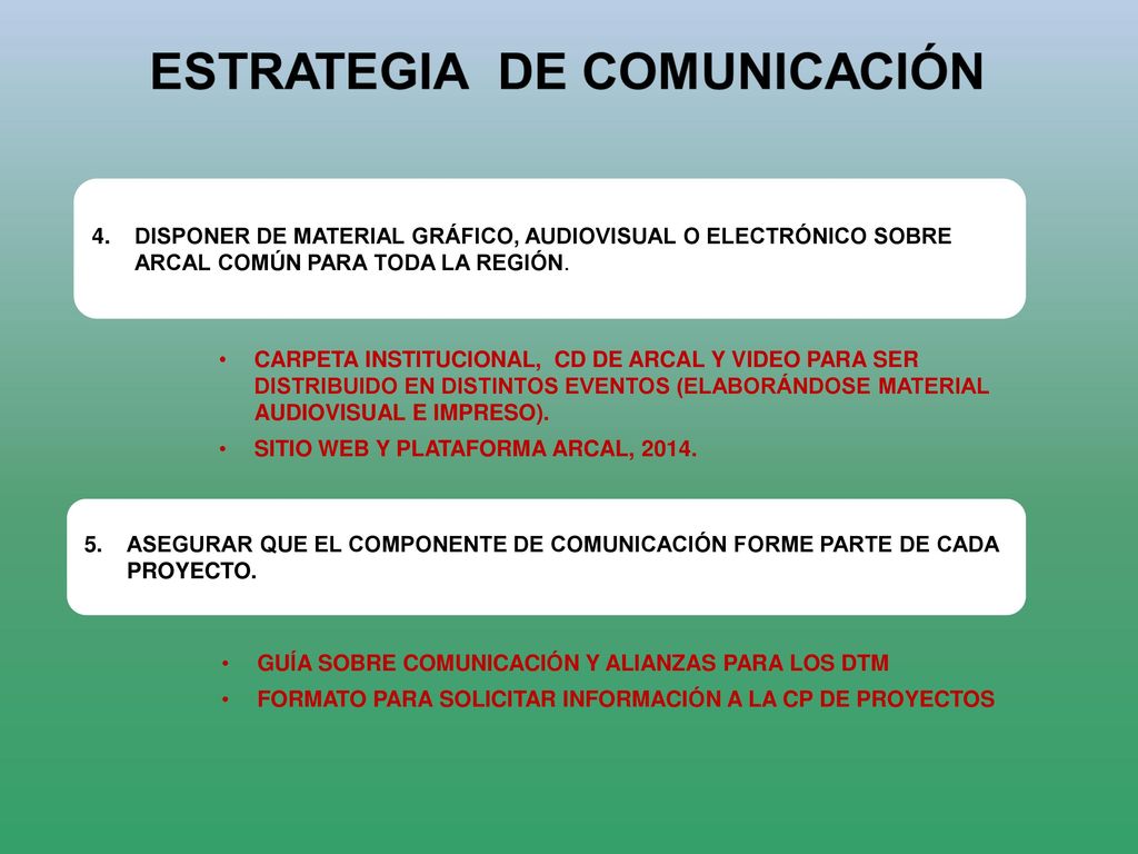 DISPONER DE MATERIAL GRÁFICO, AUDIOVISUAL O ELECTRÓNICO SOBRE ARCAL COMÚN PARA TODA LA REGIÓN.