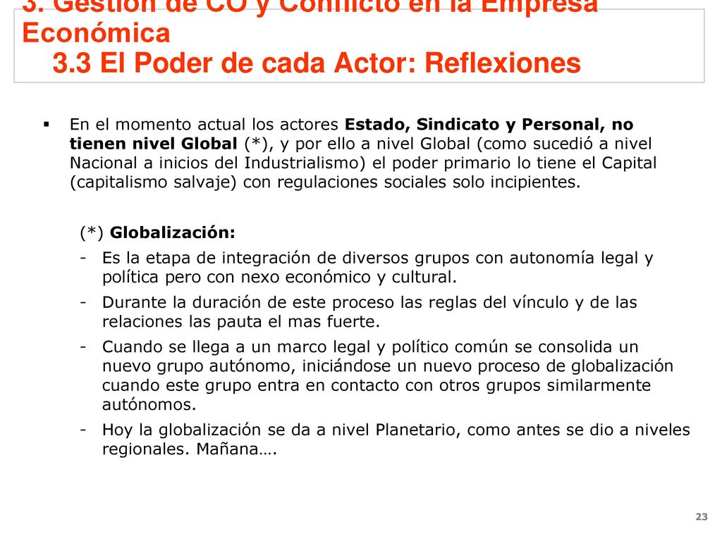 3. Gestión de CO y Conflicto en la Empresa Económica 3