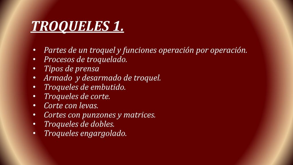Partes de un troquel y funciones operación por operación.