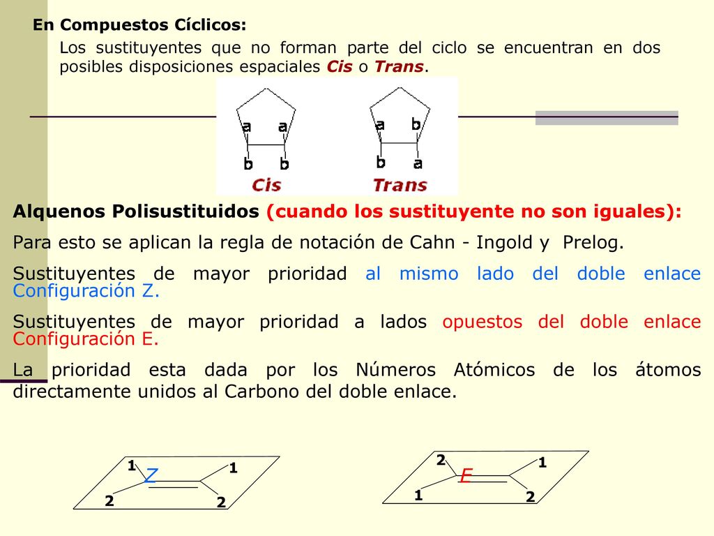 Z E Alquenos Polisustituidos (cuando los sustituyente no son iguales):