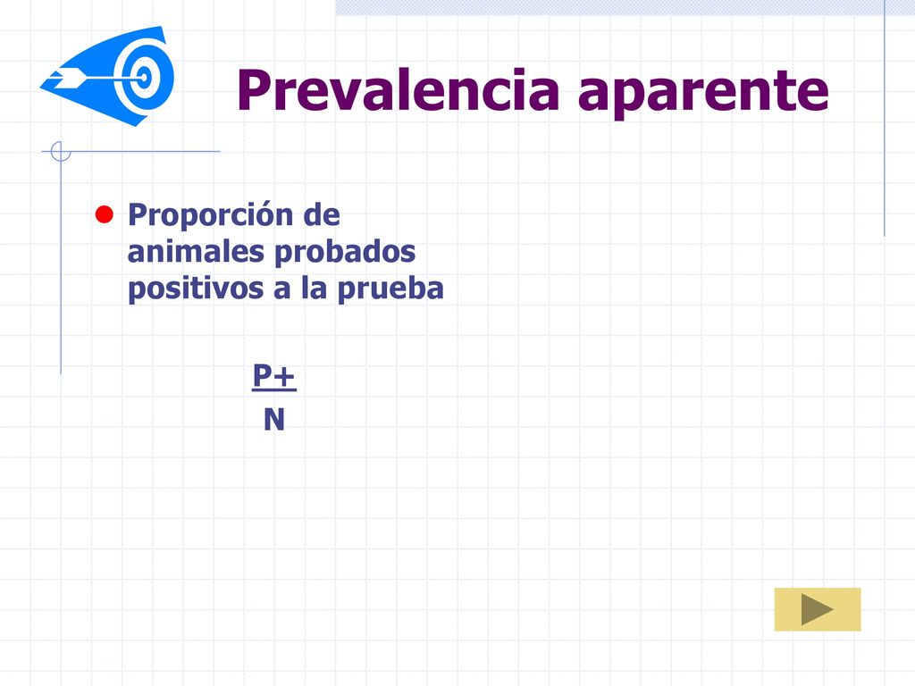Prevalencia aparente Proporción de animales probados positivos a la prueba P+ N