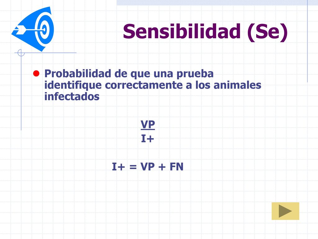 Sensibilidad (Se) Probabilidad de que una prueba identifique correctamente a los animales infectados.