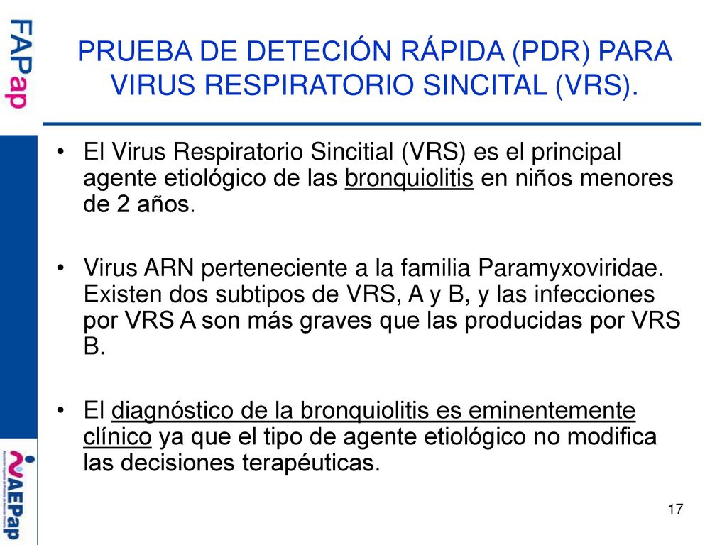 PRUEBA DE DETECIÓN RÁPIDA (PDR) PARA VIRUS RESPIRATORIO SINCITAL (VRS).