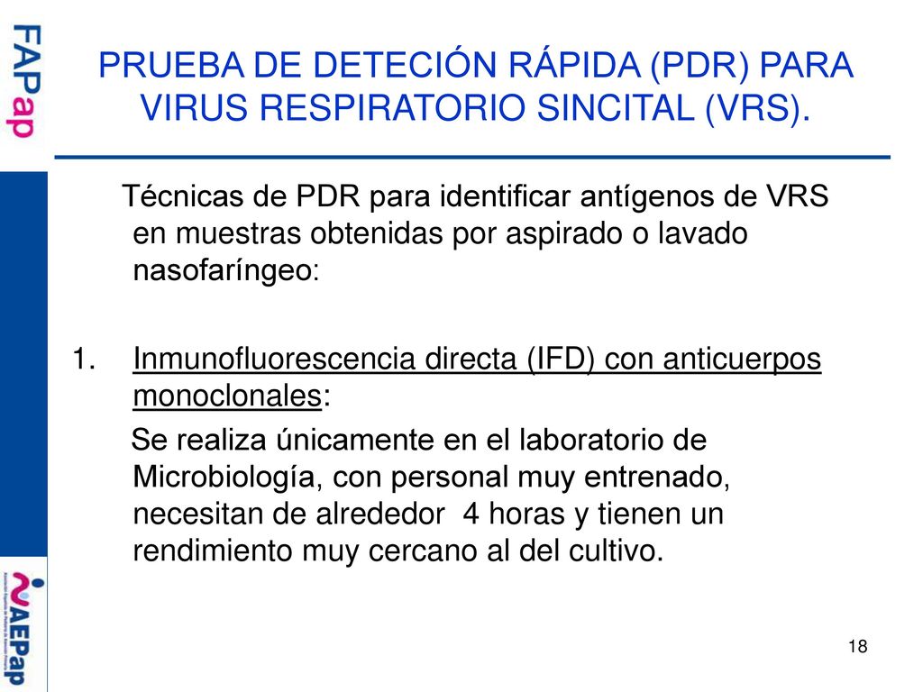 PRUEBA DE DETECIÓN RÁPIDA (PDR) PARA VIRUS RESPIRATORIO SINCITAL (VRS).