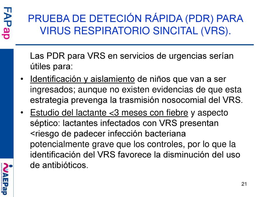 PRUEBA DE DETECIÓN RÁPIDA (PDR) PARA VIRUS RESPIRATORIO SINCITAL (VRS).