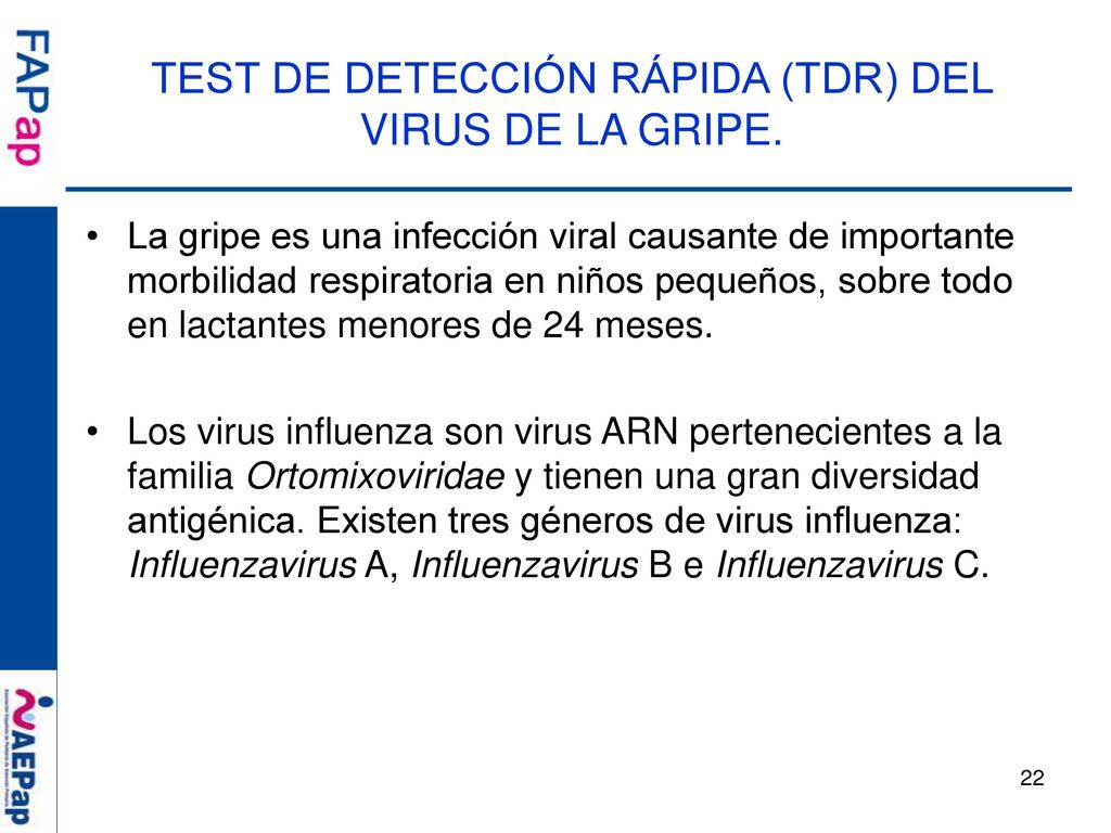 TEST DE DETECCIÓN RÁPIDA (TDR) DEL VIRUS DE LA GRIPE.