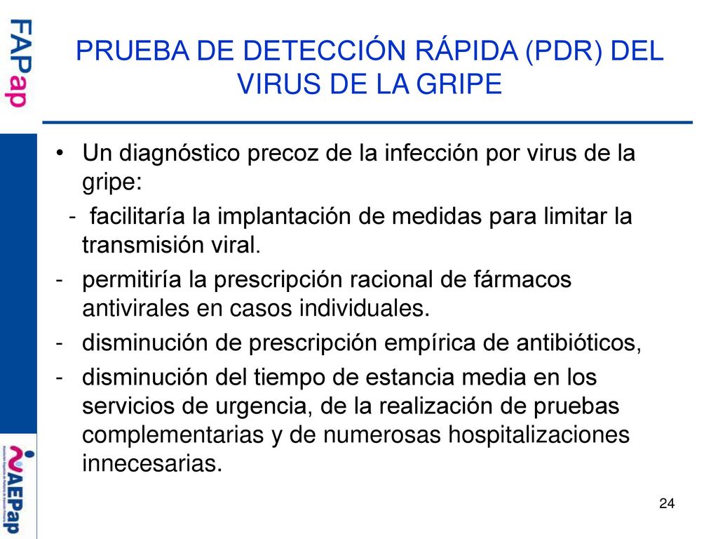 PRUEBA DE DETECCIÓN RÁPIDA (PDR) DEL VIRUS DE LA GRIPE