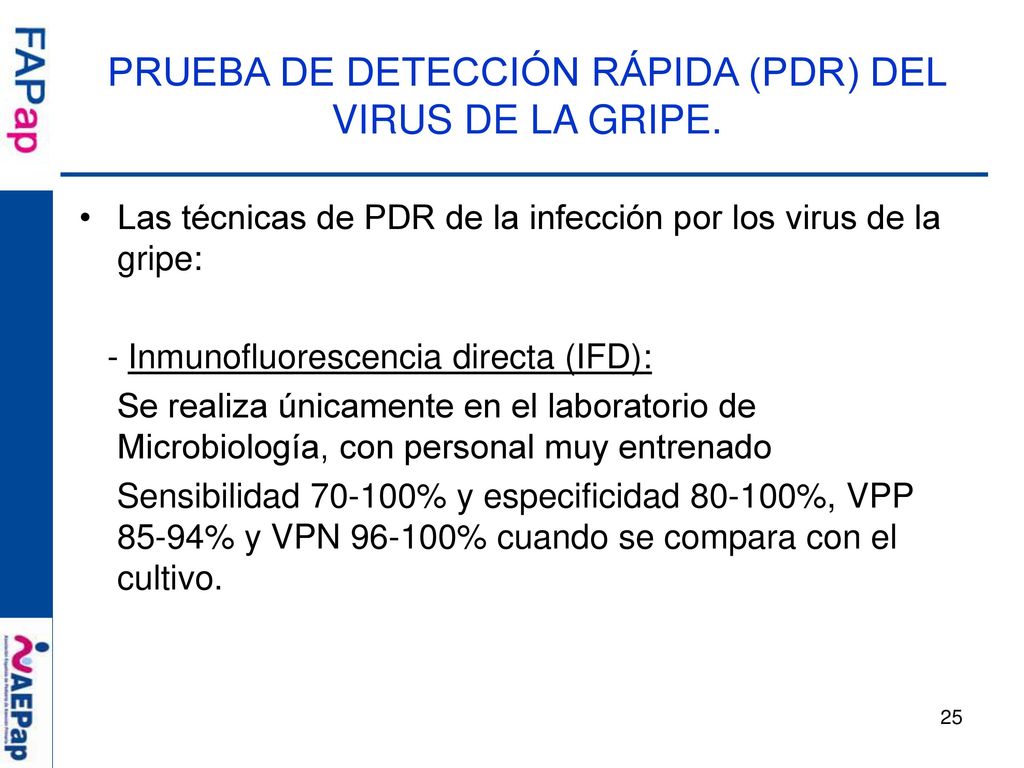 PRUEBA DE DETECCIÓN RÁPIDA (PDR) DEL VIRUS DE LA GRIPE.