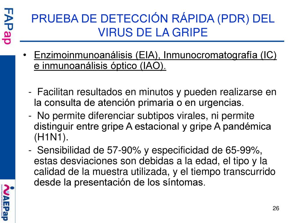 PRUEBA DE DETECCIÓN RÁPIDA (PDR) DEL VIRUS DE LA GRIPE