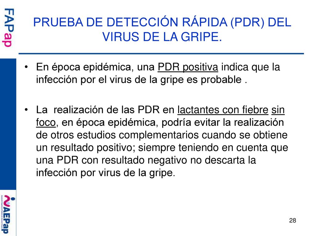 PRUEBA DE DETECCIÓN RÁPIDA (PDR) DEL VIRUS DE LA GRIPE.